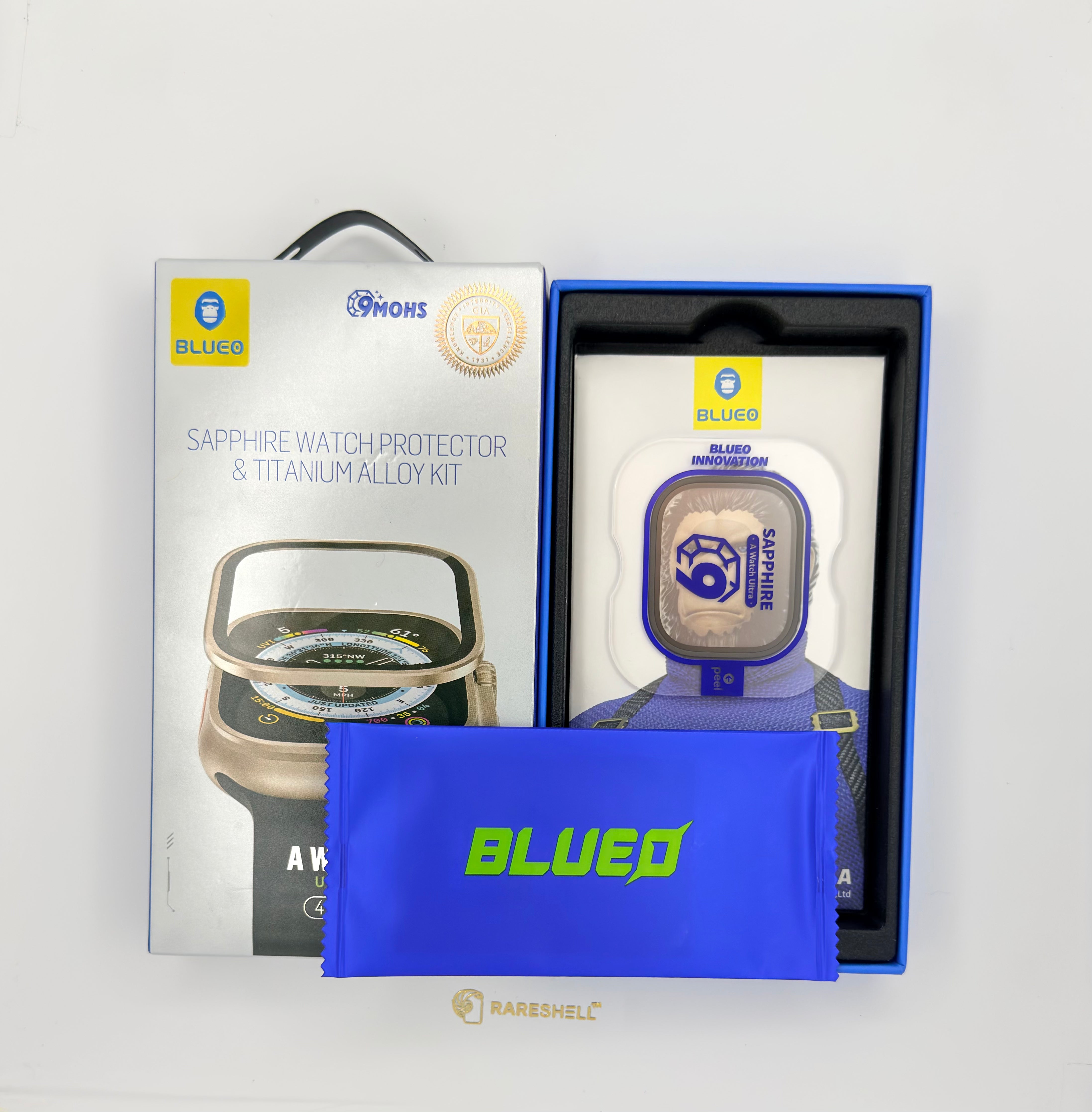 BLUEO Sapphire Watch Protector & Titanium Alloy Kit for Apple Watch Ultra 1/2/3 49MM
