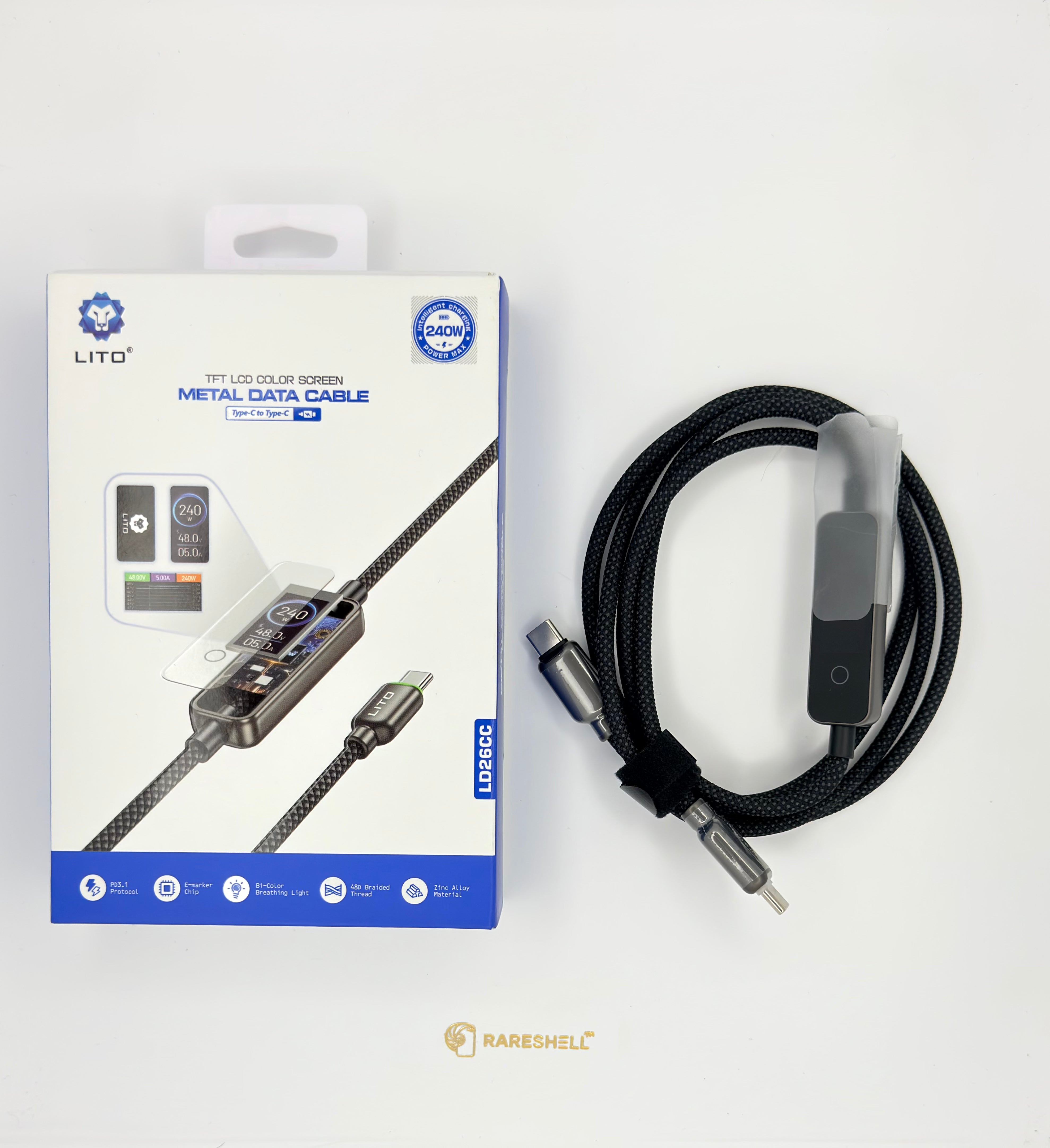 LITO LD26 240W TFT Display Fast Charging Cable (Type-C to Type-C)