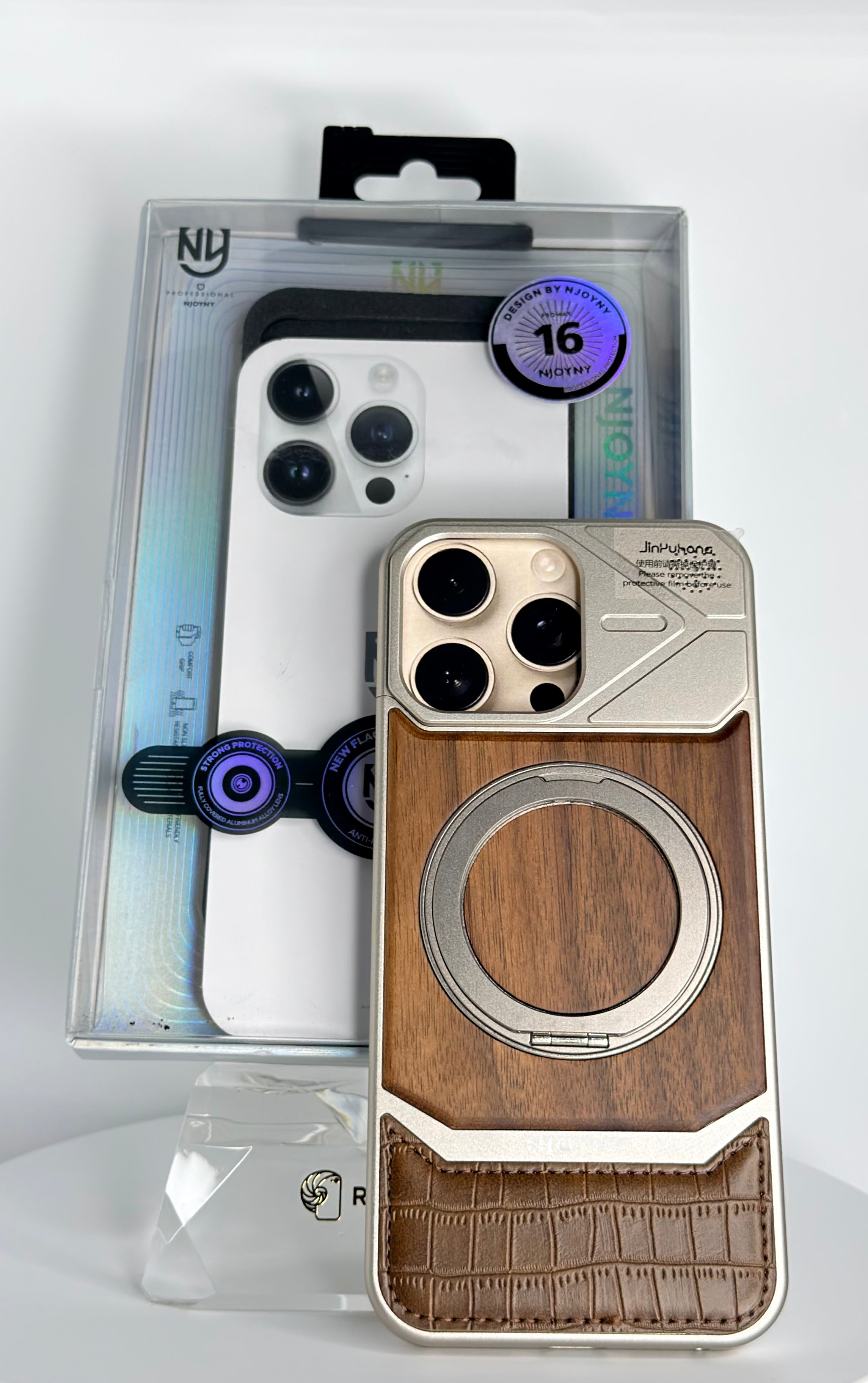 Njoyny WoodLock MagSafe Stand Case – iPhone 16 Pro Max