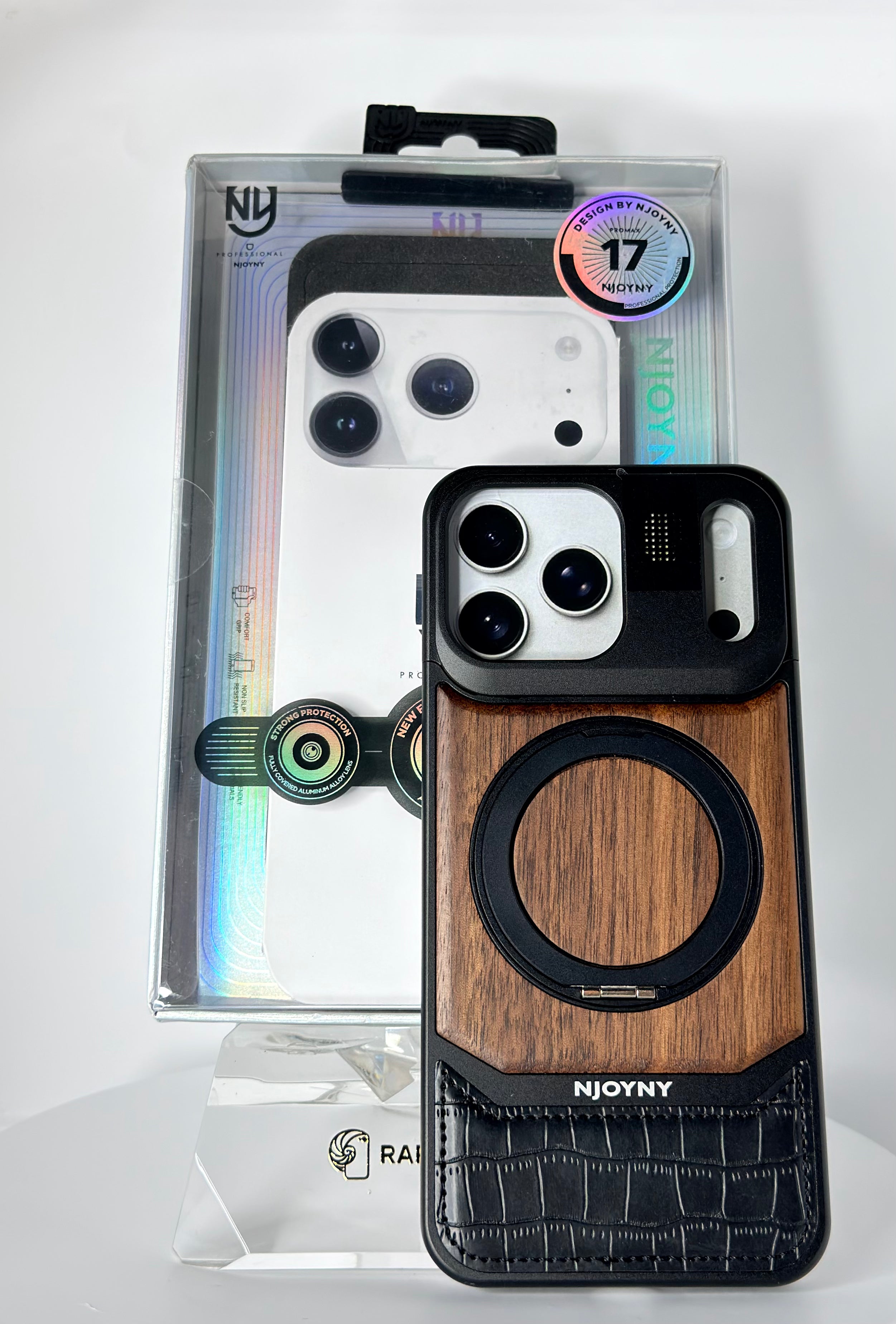 Njoyny WoodLock MagSafe Stand Case – iPhone 17 Pro