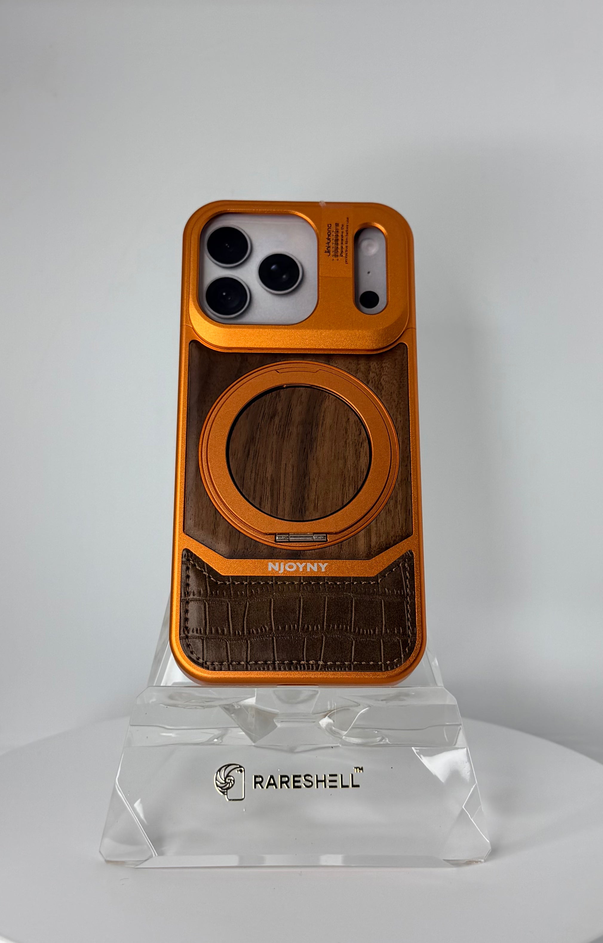 Njoyny WoodLock MagSafe Stand Case – iPhone 18 Pro