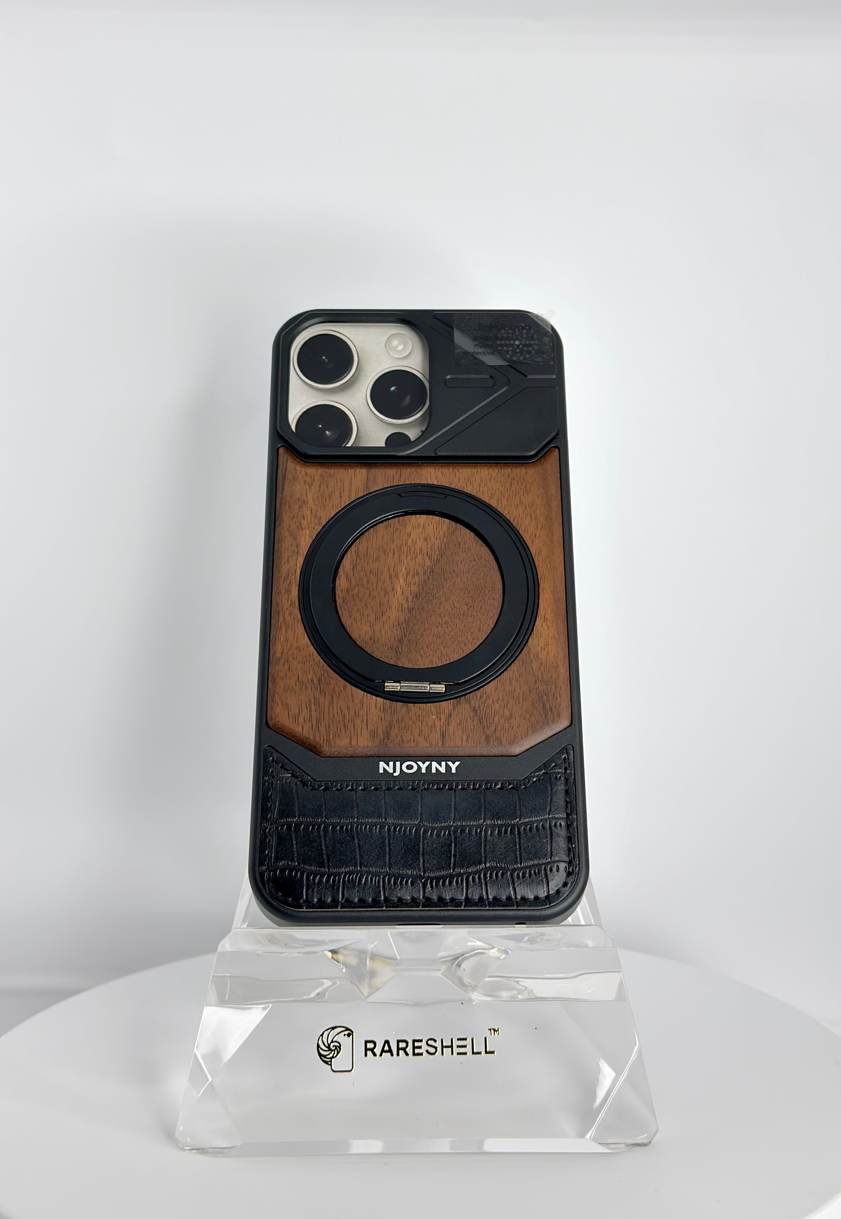 Njoyny WoodLock MagSafe Stand Case – iPhone 16 Pro Max
