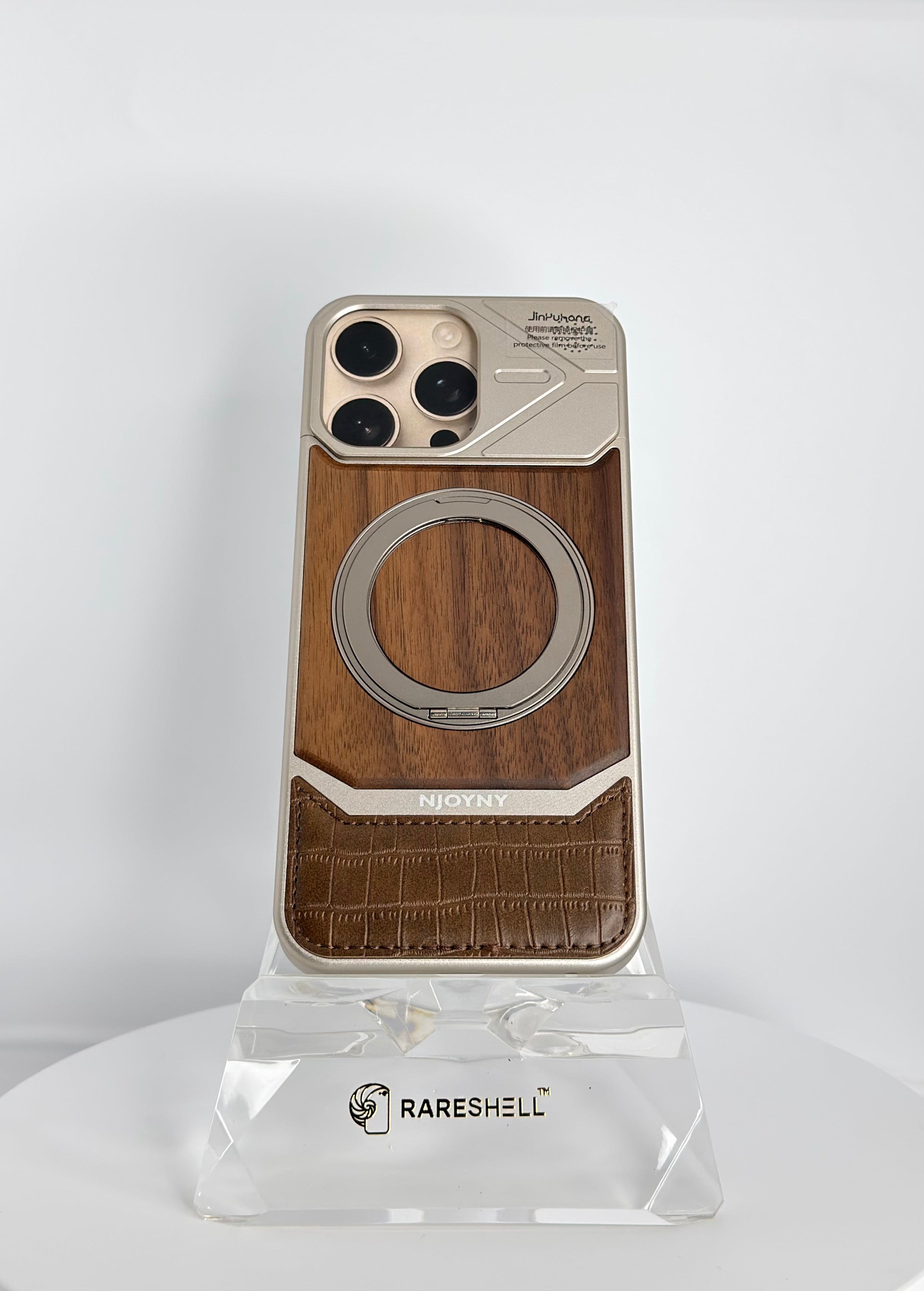 Njoyny WoodLock MagSafe Stand Case – iPhone 16 Pro Max