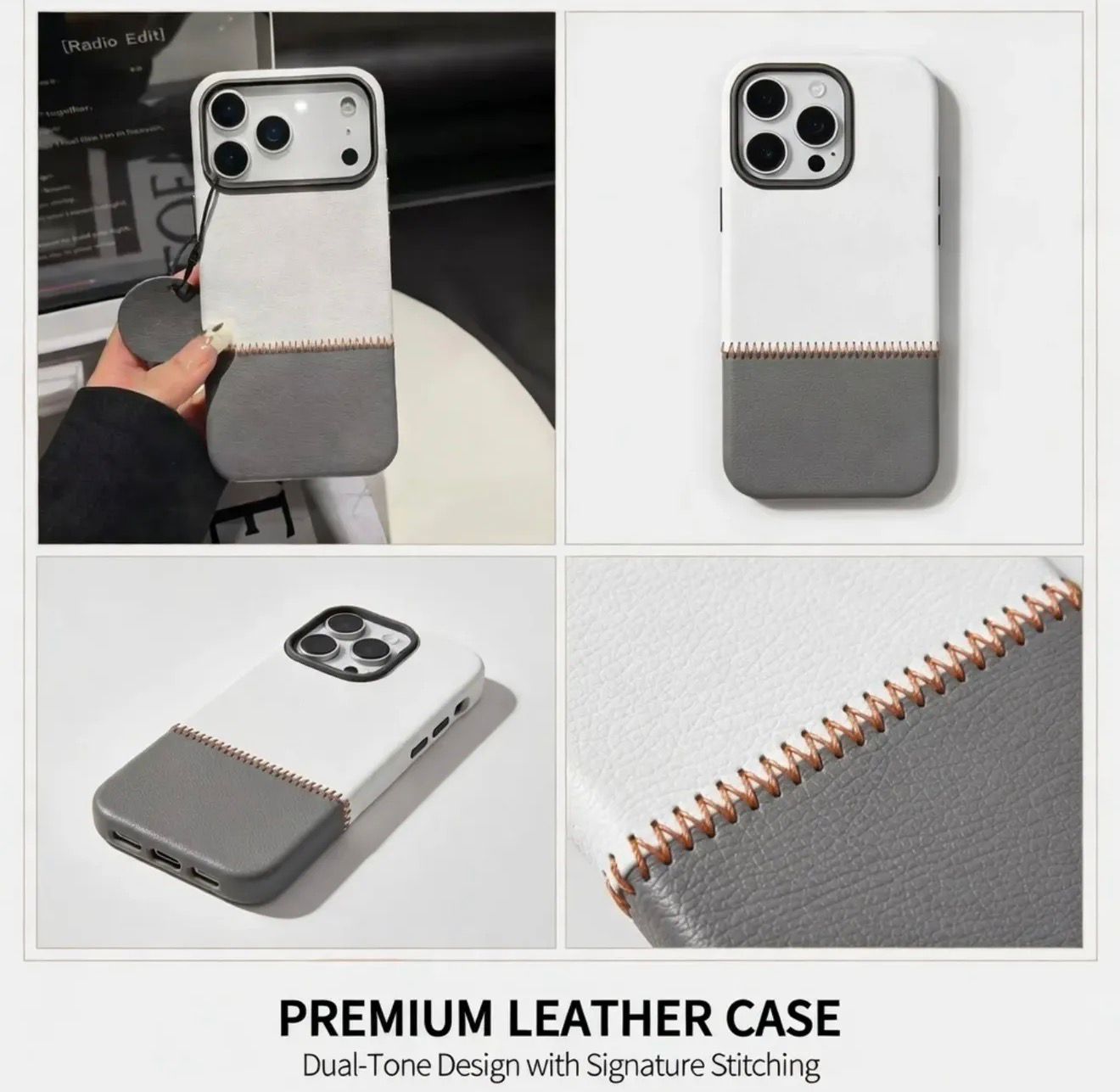 StitchTone Leather MagSafe Case – iPhone 17 Pro