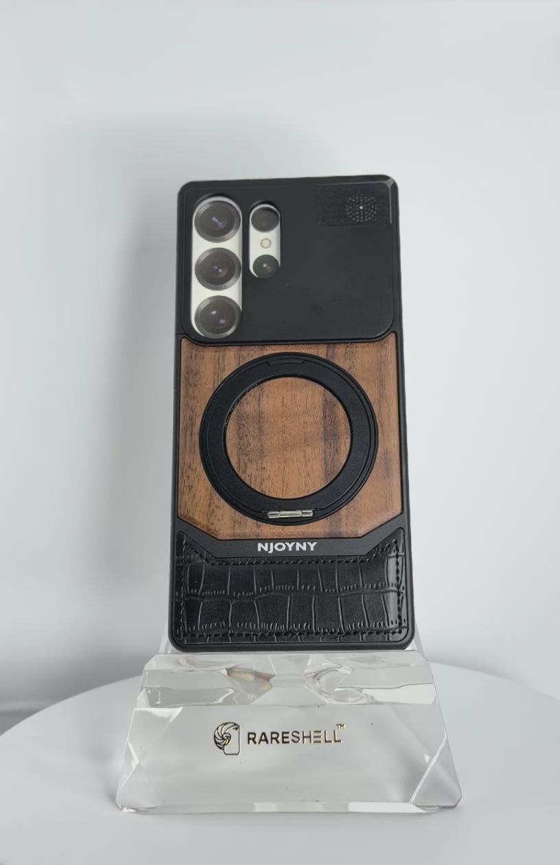 NJOYNY Rotar Wood Magnet Case – Galaxy S25 Ultra